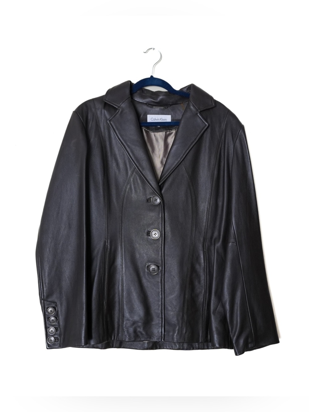 Vintage Calvin Klein Leather Chocolate Brown Jacket